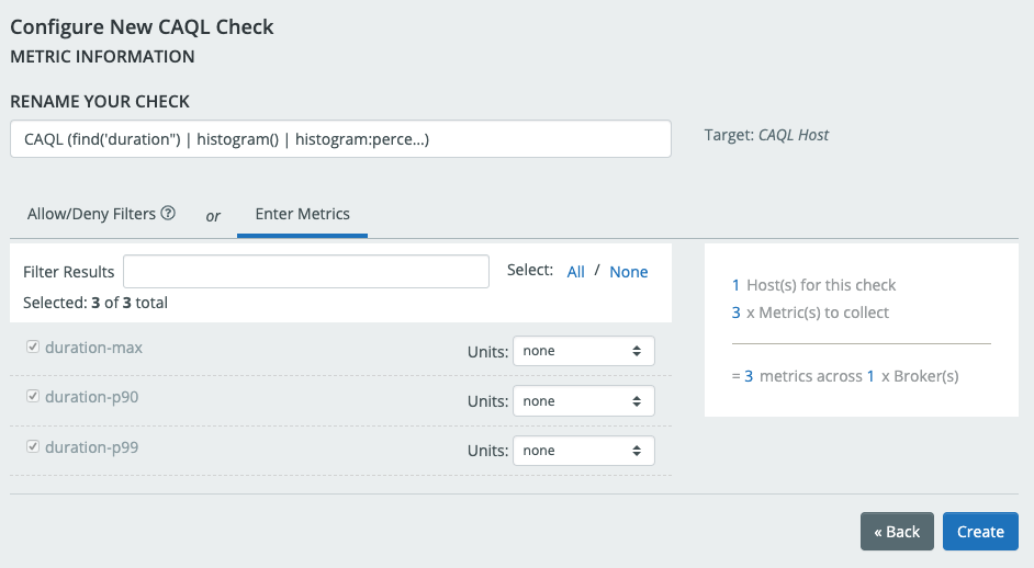 CAQL Check test screen