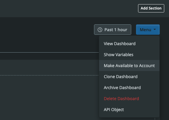 Dashboard Builder Dropdown Menu Make Available to Account