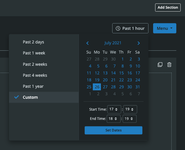 Dashboard Builder Edit Time Window