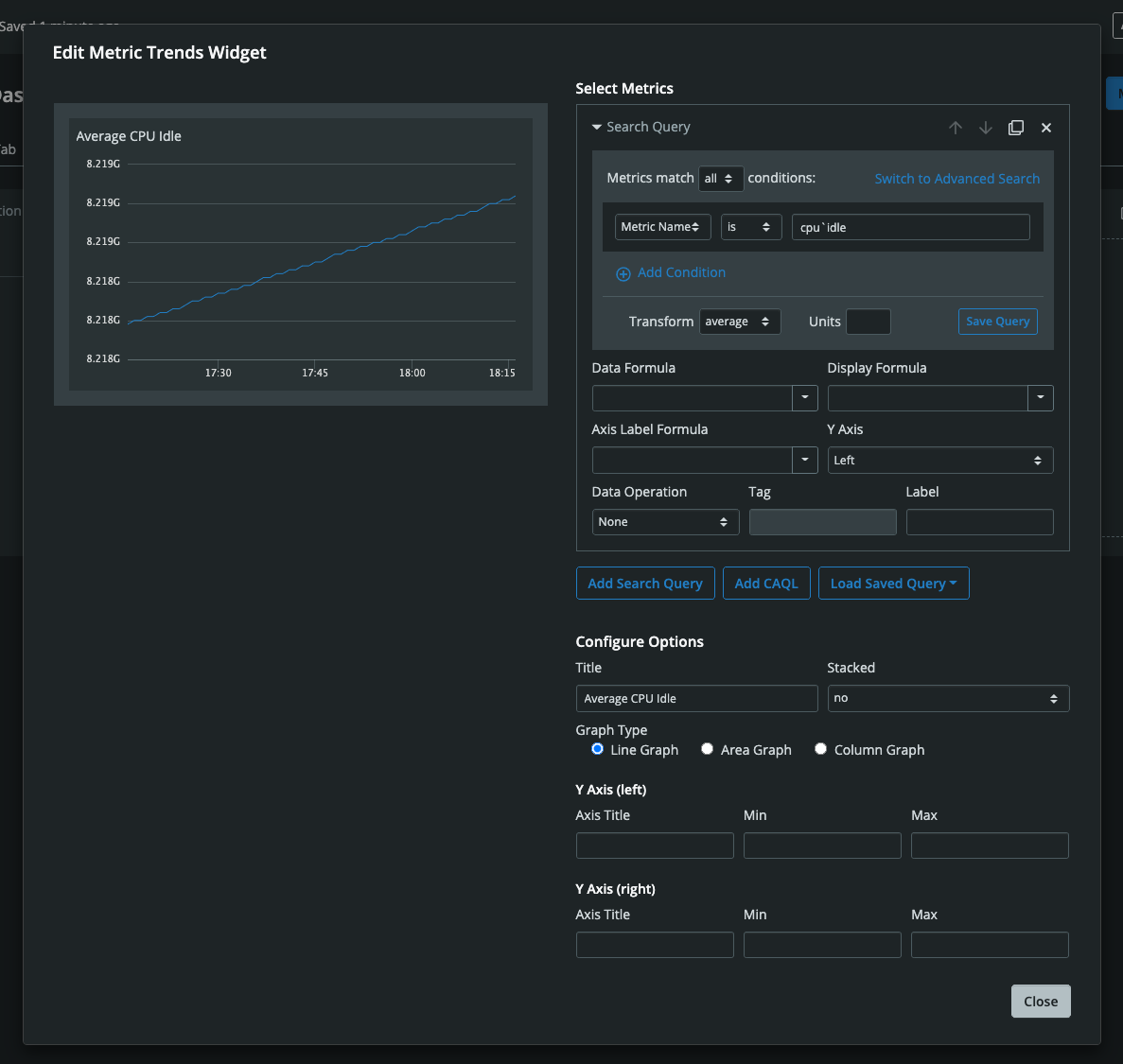 Dashboard Builder Edit Widget Modal